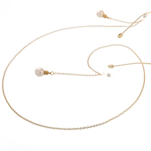 Glasses Chain Metal Gold With Imitation Artificial Pearl Non Slip Adjustable Silicone Loops Eyewear Holder Necklace For Women Elegant