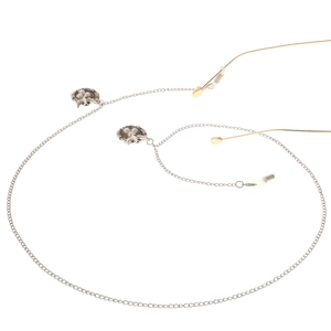 Rutschfeste Brillenkette in Silber mit Vogelnest-Anhängern und weißen Perlen