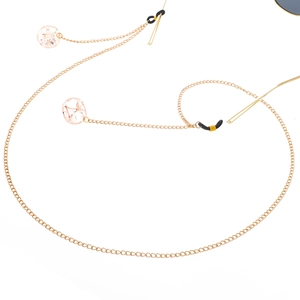 Golden anti-slip eyewear chain with hollow rhinestone globes for sunglasses