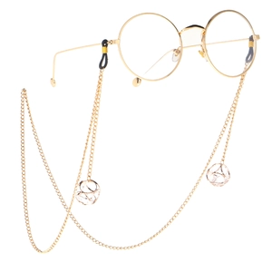 Sunglasses Glasses Chain Strap Metal Gold Tone Rhinestone Hollow Geometric Pendant Anti-Slip Eyewear Holder Fashion Women