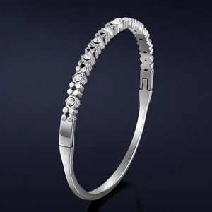 Minimalist Stainless Steel Bangle For Women Elegant Clover Cubic Zirconia Inlaid Hinge Bracelet Fashion Geometric Jewelry