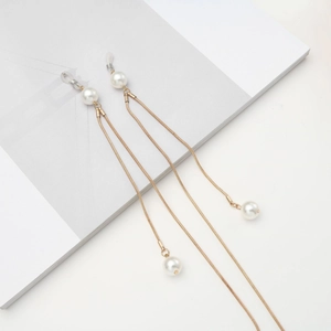 Vintage goldene Schlangenkette für Brillen mit eleganten Perlen und Silikon-Schlaufen