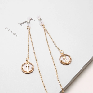 Chaîne De Lunettes Pendentif Ancre Nautique Mode Couleur Or Métal Antidérapant Support De Cordon Pour Femmes Filles Cadeau