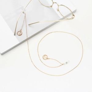 Chaîne de lunettes dorée avec pendentifs ancre marine et attaches en silicone antidérapantes