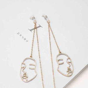 Abstract Face Pendant Glasses Chain Metal Anti Slip Artistic Line Art Eyewear Holder Strap For Women Men Decorative