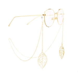 Chaîne De Lunettes Pendentif Feuille Creuse Anti-Dérapant Métal Cuivre Cordon De Lunettes Mode Pour Femmes