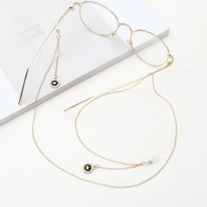 Chaîne de lunettes dorée antidérapante avec pendentifs couronne et perles