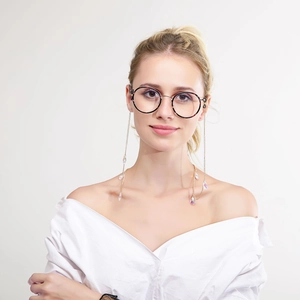 Mode Brillenkette Gold Metall Irisierende Wassertropfen Kristallglas Anhänger Rutschfest Brillenband Damen