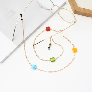 Fashion Eyeglasses Chain Gold Metal Alloy With Colorful Glass Beads Anti-slip Holder Strap For Women Reading Glasses Trendy