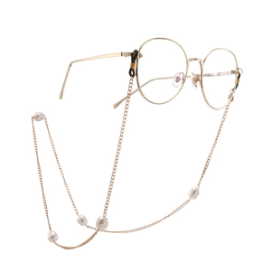 Chaîne Lunettes Élégante Métal Or Süßwasserperle Naturelle Cordon Lunettes Support Antidérapant Pour Lunettes De Soleil Femmes Mode