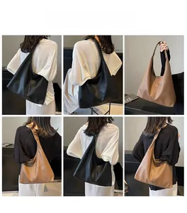 Close-up of texture and shoulder drop on black and brown tote bags in multiple views