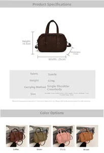 Detailed size chart and dimensions of the vintage matte Boston crossbody bag for women