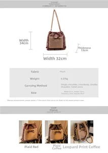 Détails du sac à dos en peluche avec nœud décoratif et dimensions spécifiées