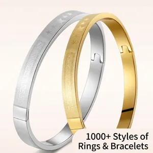 Bracelets en acier inoxydable doré et argenté avec gravures d'étoiles et fermoir