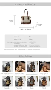 Spécifications détaillées d'un sac seau rétro en cuir PU avec dimensions de la poignée