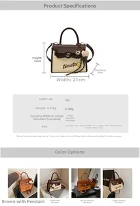 Detailed size chart and specifications for the retro PU leather crossbody bag with logo