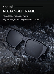 Detail of square polarized sunglasses showing lightweight frame and nose bridge comfort