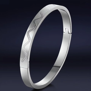 Wave Textured Hinged Bangle Bracelet Stainless Steel Polished Gold Silver Tone Minimalist Elegant Jewelry For Women