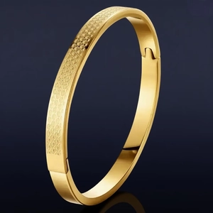 Fashion Stainless Steel Bangle Bracelet For Women With Fish Scale Texture High Polish Minimalist Oval Hinged Jewelry
