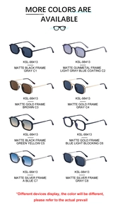Détails de lunettes de soleil rétro carrées en huit couleurs avec branches à ressort