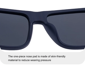 Detail of skin-friendly one-piece nose pads on square polarized sunglasses for men