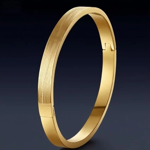 Stainless Steel Bangle Bracelet Minimalist Geometric Oval Hinged Cuff Brushed Texture For Men Women Fashion Jewelry