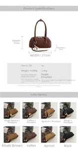 Detailed size parameters of the retro PU leather bowling bag with twin handles