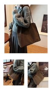 Details der kaffeebraunen Shopper-Tasche mit strukturierter Krokodil-Lederprägung
