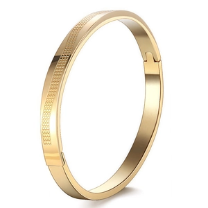 Titanium steel bracelet featuring a rose gold finish and textured honeycomb pattern