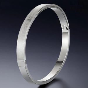 Minimalist Oval Bangle Bracelet Stainless Steel 18K Gold Plated Hinged Clasp Diagonal Texture Geometric Jewelry For Women Men