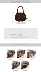 Detailed view of matte PU leather crossbody bag dimensions and available color options