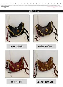 Detailed comparison of semi-circle crossbody bags in black, coffee, red, and brown colors