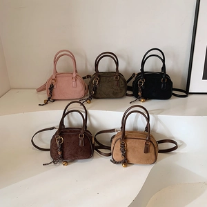 Minimalist frosted suede crossbody bags for women in five colors with chic charms