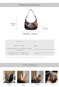 Detailed size specifications for the vintage crescent underarm bag with plush bear charm