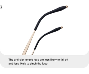 Détail des branches de lunettes en métal doré antidérapant pour un confort optimal