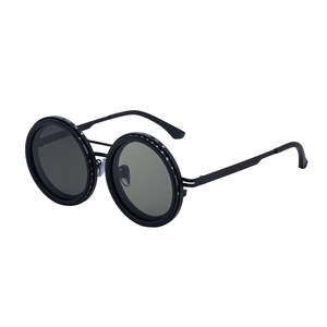 Men's round frame sunglasses with adjustable ND Vario filter and black metal structure