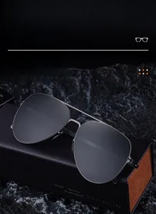 Detail of pilot polarized sunglasses inner arm showing size 60-14-150 and metal frame