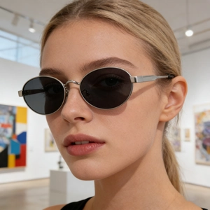 Lunettes De Soleil Polarisées Ovales Style Rétro Vintage Femmes Protection UV Lunettes De Mode Branches En Acier Inoxydable Verres TAC