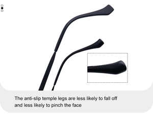 Détail des branches antidérapantes ergonomiques sur lunettes de soleil polygone