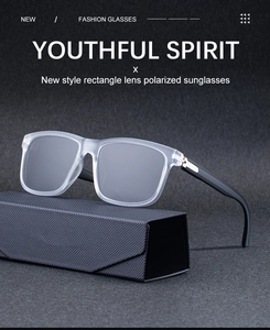 Detail view of matte transparent frame polarized sunglasses with textured folding case