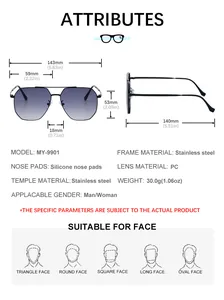 Tableau des tailles pour lunettes de soleil polygonales avec mesures détaillées du cadre