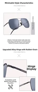 Détail de lunettes pilote minimalistes avec charnière sans vis et verres en nylon polarisé