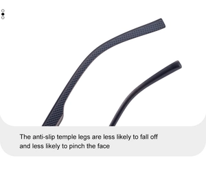 Detail of sunglasses arms featuring non-slip diamond texture for enhanced stability
