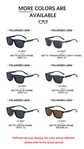Detailed comparison of polarized square sunglasses in various matte frame color options