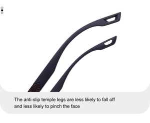 Detail of anti-slip temple legs on square sunglasses for secure outdoor fitting