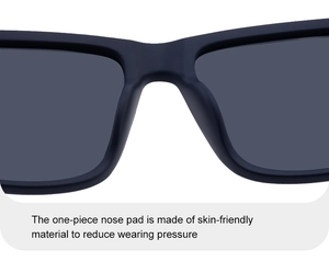 Detail showing the integrated nose pads and skin-friendly frame of the polarized sunglasses