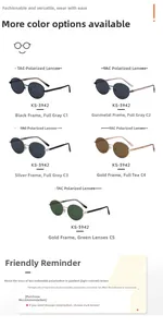 Polarized oval sunglasses KS-3942 showing five different frame and lens color options