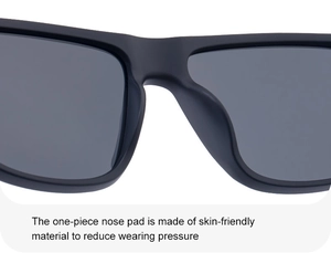 Close-up of one-piece skin-friendly nose pad on these square polarized sunglasses
