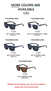 Selection of five polarized square sunglasses in matte frames for men, models C1 to C5