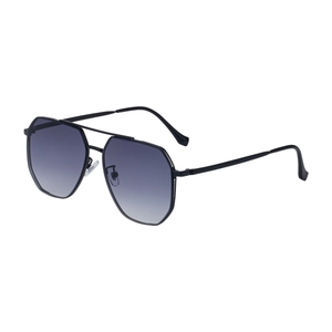Lunettes de soleil polygonales avec double pont et verres dégradés, vue latérale